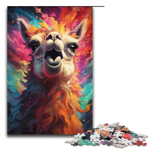 1000 teiliges Puzzle für Erwachsene Lama_buntes Puzzle praktisches Spiel 1000 Teile (38 x 26 cm) von linghhiming