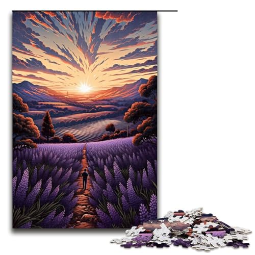 1000 teiliges Puzzle für Erwachsene Lavendelfelder in der Provence Frankreich Puzzle Mitmachspiel 1000 Teile (75 x 50 cm) von linghhiming