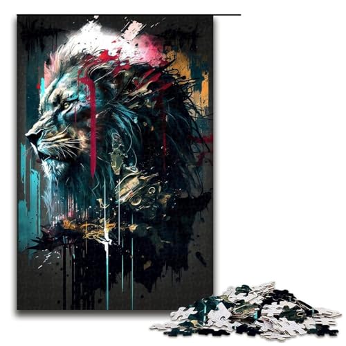 1000 teiliges Puzzle für Erwachsene Löwen Puzzle Lernspiel Herausforderung Spielzeug Kunstwerk Geschenk (75 x 50 cm) von linghhiming