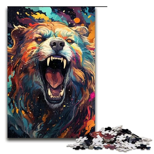 1000 teiliges Puzzle für Erwachsene Malen Bärenspiel Puzzles ganze Familie 1000 Teile (75 x 50 cm) von linghhiming