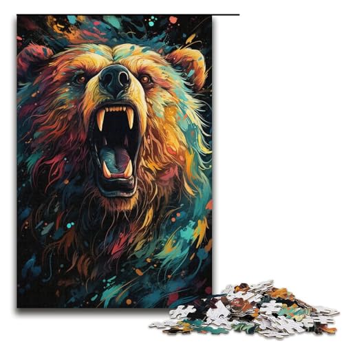 1000 teiliges Puzzle für Erwachsene Malen Bunte Bären Puzzles für Erwachsene Holzpuzzle anspruchsvolles Spiel 1000 Teile (38 x 26 cm) von linghhiming