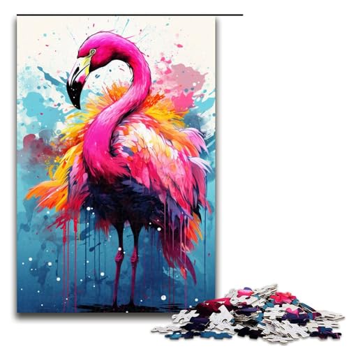 1000 teiliges Puzzle für Erwachsene Malen Bunte Flamingo Kunstspiel Puzzles ganze Familie 1000 PCS (75 x 50 cm) von linghhiming