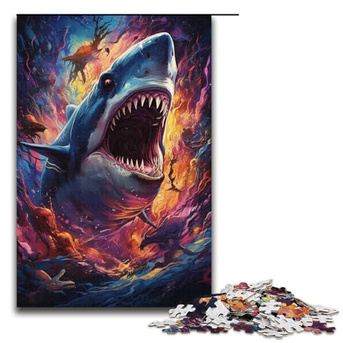 1000 teiliges Puzzle für Erwachsene Malen Farb Hai Puzzle praktisches Spiel 1000 Teile (38 x 26 cm) von linghhiming
