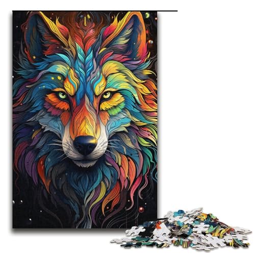 1000 teiliges Puzzle für Erwachsene Malen Farb Wolf Puzzle praktisches Spiel 1000 Teile (38 x 26 cm) von linghhiming