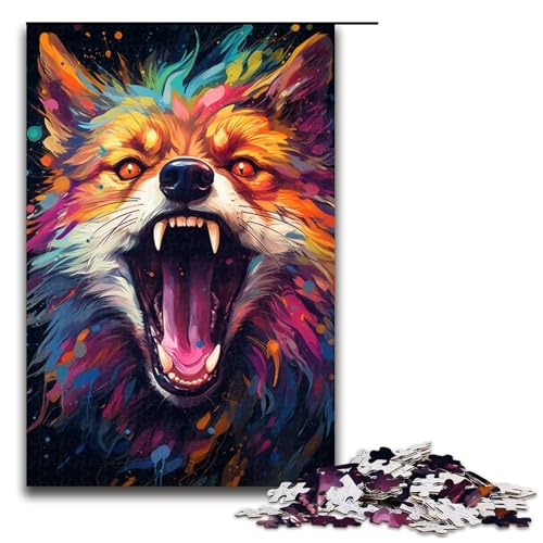 1000 teiliges Puzzle für Erwachsene Malen Farbe Fuchs Puzzle für Erwachsene Holzpuzzle anspruchsvolles Spiel 1000 Teile (75 x 50 cm) von linghhiming