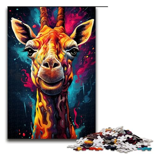 1000 teiliges Puzzle für Erwachsene Malen Farbe Giraffe Puzzle für Kinder Holzpuzzle Lernspiel für Erwachsene 1000 Teile (75 x 50 cm) von linghhiming