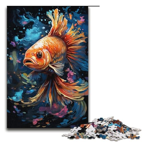 1000 teiliges Puzzle für Erwachsene Malen Farbe Goldfisch Puzzle für Kinder Papierpuzzle Lernspiel für Erwachsene 1000 Teile (38 x 26 cm) von linghhiming