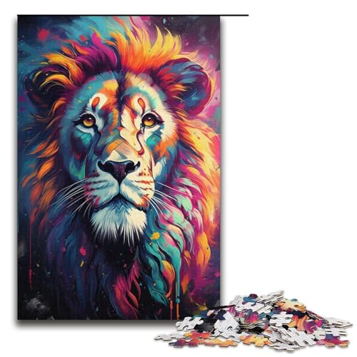 1000 teiliges Puzzle für Erwachsene Malen Farbe Löwe Puzzle für Kinder Papierpuzzle Lernspiel für Erwachsene 1000 Teile (38 x 26 cm) von linghhiming
