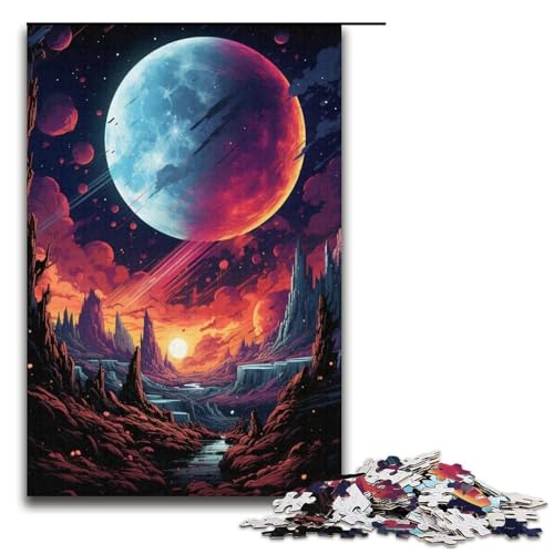 1000 teiliges Puzzle für Erwachsene Malen Farbe Mond Puzzle für Lernspiele Herausforderung Spielzeug Kunstwerk Geschenk 1000 Teile (38 x 26 cm) von linghhiming