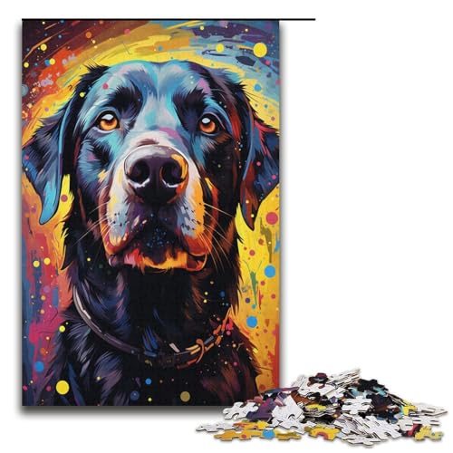 1000 teiliges Puzzle für Erwachsene Malen Farbe Sternenhimmel Hund Papierpuzzle Lernspiel für Erwachsene Herausforderungsspielzeug 1000 Teile (38 x 26 cm) von linghhiming