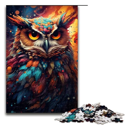 1000 teiliges Puzzle für Erwachsene Malen Farbe Tier Eule Puzzle für Lernspiele Herausforderung Spielzeug Kunstwerk Geschenk 1000 Teile (75 x 50 cm) von linghhiming