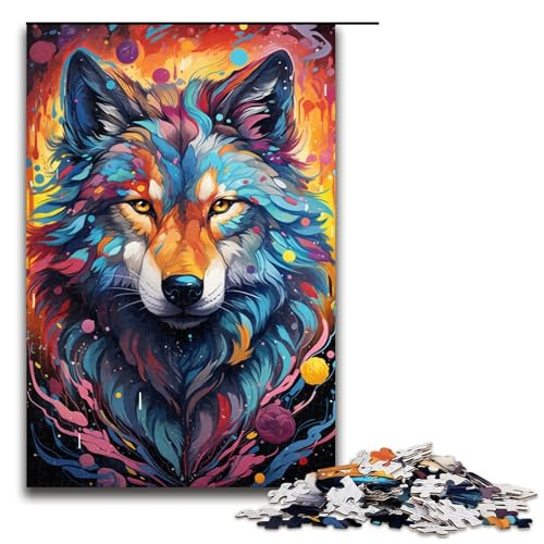 1000 teiliges Puzzle für Erwachsene Malen Farbe Wolf Puzzle für Kinder Holzpuzzle Lernspiel für Erwachsene 1000 PCS (75 x 50 cm) von linghhiming