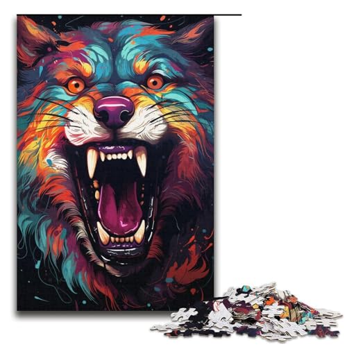 1000 teiliges Puzzle für Erwachsene Malen Farbe Wolf Puzzle für Kinder Holzpuzzle Lernspiel für Erwachsene 1000 Teile (38 x 26 cm) von linghhiming