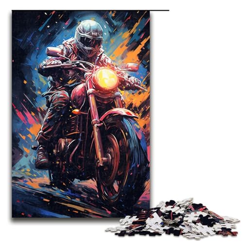 1000 teiliges Puzzle für Erwachsene Malen Motorradfahrer Spiel Puzzles ganze Familie 1000 PCS (75x50cm) von linghhiming