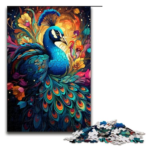 1000 teiliges Puzzle für Erwachsene Malen bunter Pfau Holzpuzzle Lernspiel für Erwachsene Herausforderungsspielzeug 1000 Teile (75 x 50 cm) von linghhiming