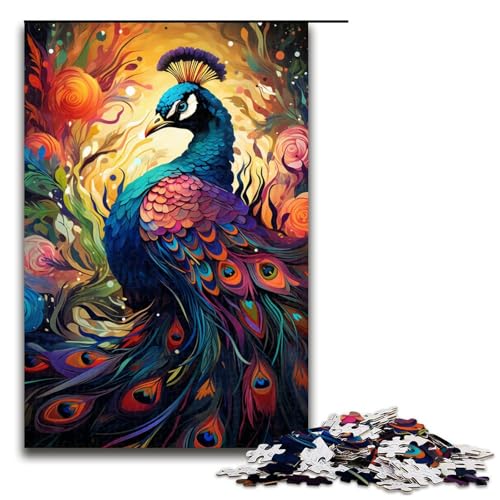 1000 teiliges Puzzle für Erwachsene Malen bunter Pfau Kunst Puzzle für Lernspiele Herausforderung Spielzeug Kunstwerk Geschenk 1000 PCS (75 x 50 cm) von linghhiming