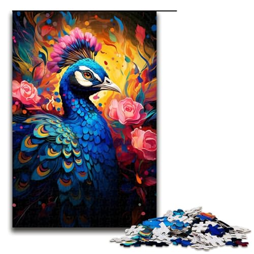 1000 teiliges Puzzle für Erwachsene Malen bunter Pfau Puzzle für Lernspiele Herausforderung Spielzeug Kunstwerk Geschenk 1000 PCS (75 x 50 cm) von linghhiming