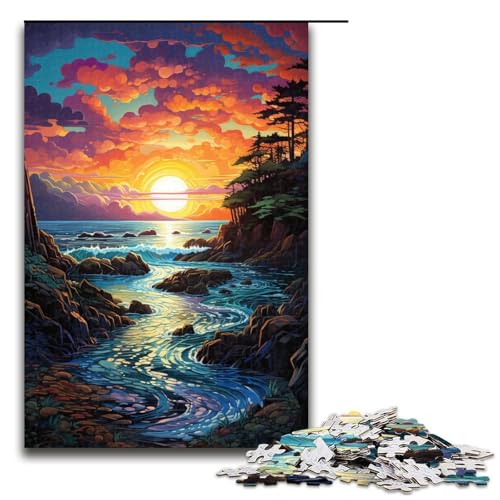 1000 teiliges Puzzle für Erwachsene Malen bunter Strand Holzpuzzle für Erwachsene und Kinder Stressabbau Tool 1000 PCS (75 x 50 cm) von linghhiming