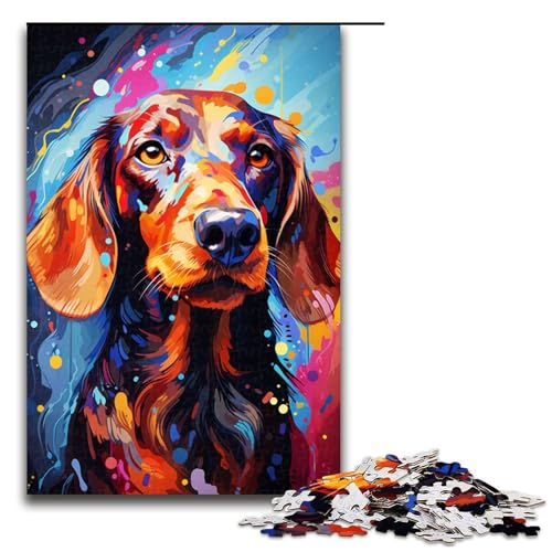 1000 teiliges Puzzle für Erwachsene Malen buntes Dackel Puzzle für Kinder Holzpuzzle Lernspiel für Erwachsene 1000 Teile (75 x 50 cm) von linghhiming