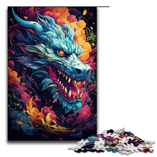 1000 teiliges Puzzle für Erwachsene Malen buntes Drachen Puzzle für Lernspiele Herausforderung Spielzeug Kunstwerk Geschenk 1000 PCS (75 x 50 cm) von linghhiming