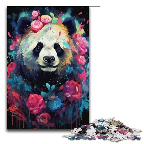 1000 teiliges Puzzle für Erwachsene Malen buntes Panda Papierpuzzle Lernspiel für Erwachsene Herausforderungsspielzeug 1000 Teile (38 x 26 cm) von linghhiming