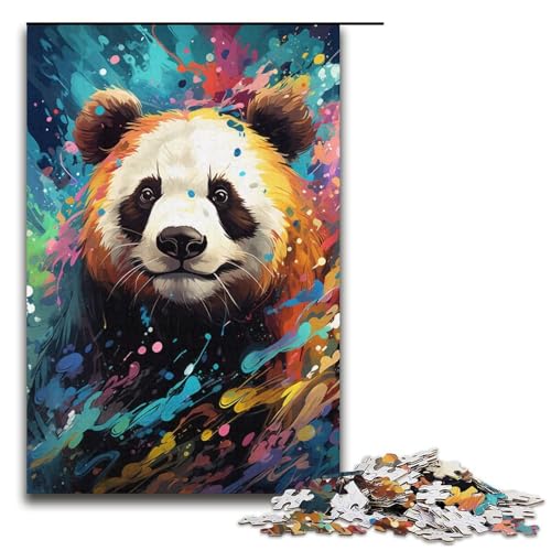 1000 teiliges Puzzle für Erwachsene Malen buntes Panda Puzzle praktisches Spiel 1000 Teile (38 x 26 cm) von linghhiming