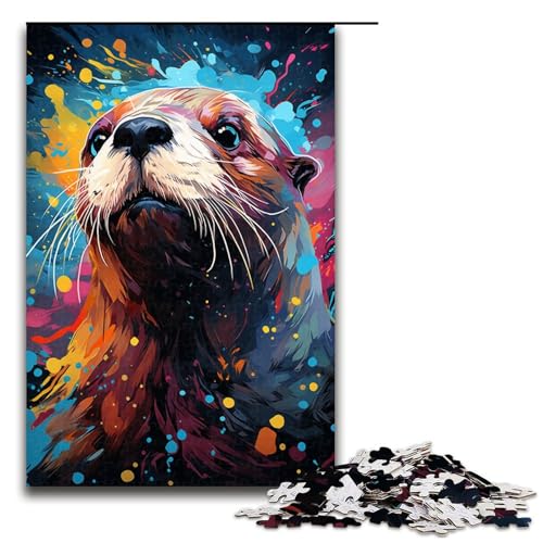 1000 teiliges Puzzle für Erwachsene Malen buntes Seeotter Puzzle für Lernspiele Herausforderung Spielzeug Kunstwerk Geschenk 1000 PCS (75 x 50 cm) von linghhiming