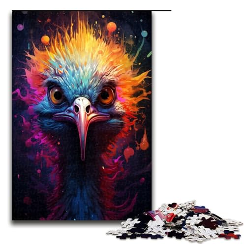 1000 teiliges Puzzle für Erwachsene Malen buntes Straußen Holzpuzzle Lernspiel für Erwachsene Herausforderungsspielzeug 1000 Teile (75 x 50 cm) von linghhiming
