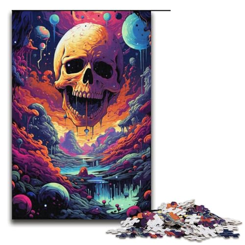 1000 teiliges Puzzle für Erwachsene Malen buntes Totenkopf Puzzle praktisches Spiel 1000 Teile (38 x 26 cm) von linghhiming