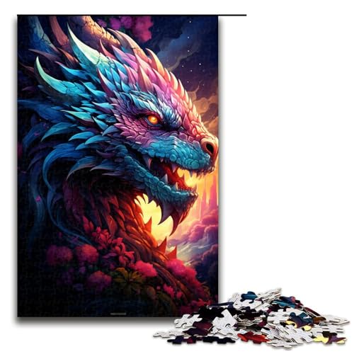 1000 teiliges Puzzle für Erwachsene Malen eines bunten Drachenpuzzles praktisches Spiel 1000 Teile (75 x 50 cm) von linghhiming