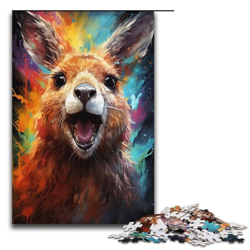 1000 teiliges Puzzle für Erwachsene Malen eines bunten Kängurus Papierpuzzle Lernspiel für Erwachsene Herausforderungsspielzeug 1000 Teile (38 x 26 cm) von linghhiming