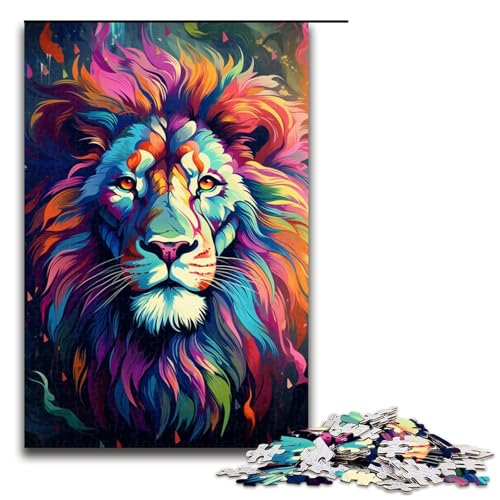 1000 teiliges Puzzle für Erwachsene Malen eines bunten Löwen Holzpuzzle Lernspiel für Erwachsene Herausforderungsspielzeug 1000 Teile (75 x 50 cm) von linghhiming