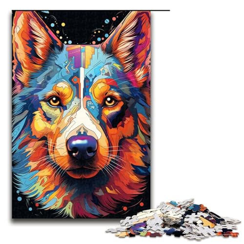 1000 teiliges Puzzle für Erwachsene Malen farbenfrohe Kunst Hund Holzpuzzle Lernspiel für Erwachsene Herausforderungsspielzeug 1000 Teile (75 x 50 cm) von linghhiming