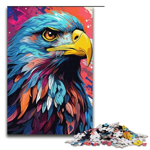 1000 teiliges Puzzle für Erwachsene Malen farbenfrohes Adler Kunst Puzzle für Kinder Holzpuzzle Lernspiel für Erwachsene 1000 Teile (38 x 26 cm) von linghhiming