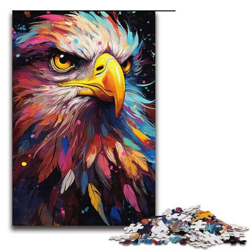 1000 teiliges Puzzle für Erwachsene Malen farbenfrohes Adler Kunstpuzzle praktisches Spiel 1000 Teile (38 x 26 cm) von linghhiming