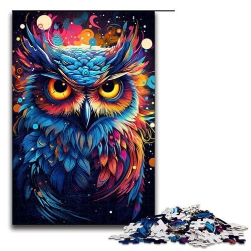 1000 teiliges Puzzle für Erwachsene Malen farbenfrohes Planeten Eulen Puzzle praktisches Spiel 1000 Teile (75 x 50 cm) von linghhiming