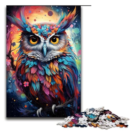 1000 teiliges Puzzle für Erwachsene Malen farbenfrohes Planeten Eulenspiel Puzzles ganze Familie 1000 PCS (75 x 50 cm) von linghhiming