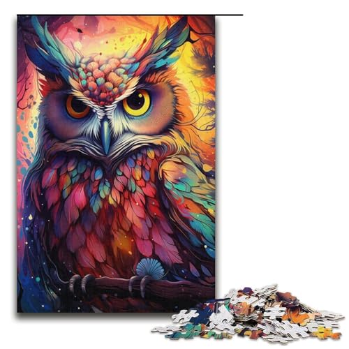 1000 teiliges Puzzle für Erwachsene Malen farbenfrohes Planeten Eulenspiel Puzzles ganze Familie 1000 Teile (38 x 26 cm) von linghhiming