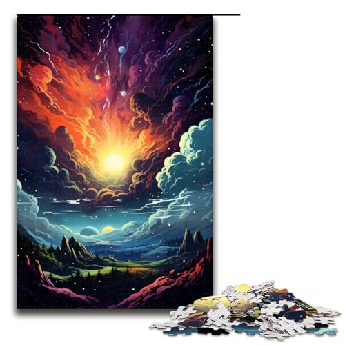 1000 teiliges Puzzle für Erwachsene Malen farbenfrohes Planetenwelt Puzzle praktisches Spiel 1000 Teile (75 x 50 cm) von linghhiming