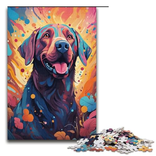 1000 teiliges Puzzle für Erwachsene Malen farbiges Labrador Retriever Puzzle praktisches Spiel 1000 Teile (38 x 26 cm) von linghhiming