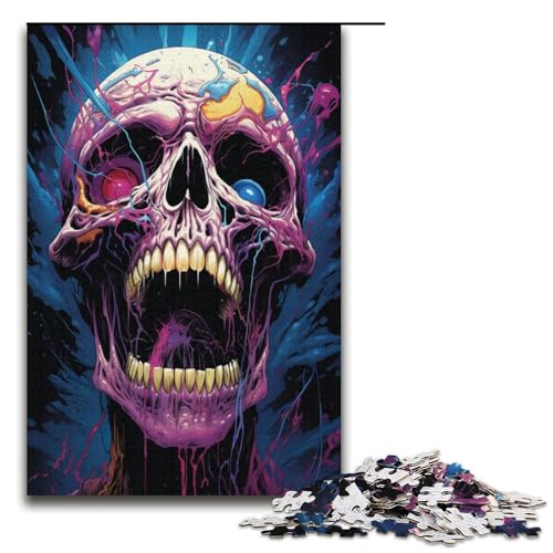 1000 teiliges Puzzle für Erwachsene Malen von bunten Totenköpfen Papierpuzzle Lernspiel für Erwachsene Herausforderungsspielzeug 1000 Teile (38 x 26 cm) von linghhiming