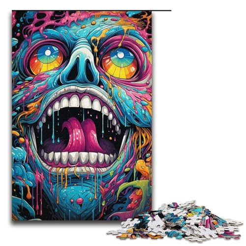 1000 teiliges Puzzle für Erwachsene Malen von bunten Totenköpfen Papierpuzzle Lernspiel für Erwachsene Herausforderungsspielzeug 1000 Teile (38 x 26 cm) von linghhiming