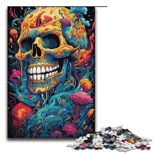 1000 teiliges Puzzle für Erwachsene Malen von bunten Totenköpfen Puzzle für Kinder Holzpuzzle Lernspiel für Erwachsene 1000 Teile (38 x 26 cm) von linghhiming