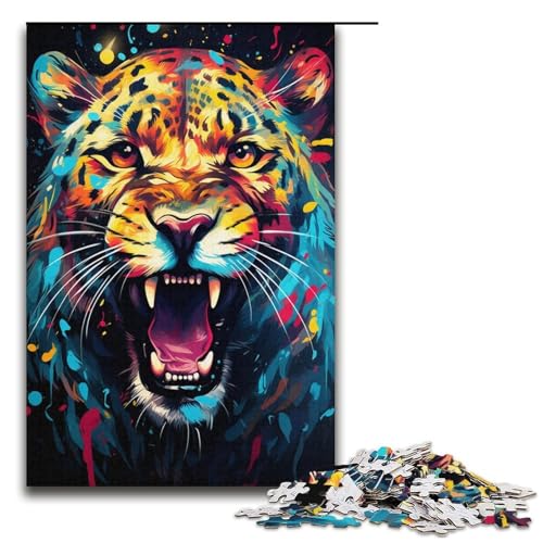 1000 teiliges Puzzle für Erwachsene Malerei Kunst Leoparden Puzzle praktisches Spiel 1000 Teile (38 x 26 cm) von linghhiming