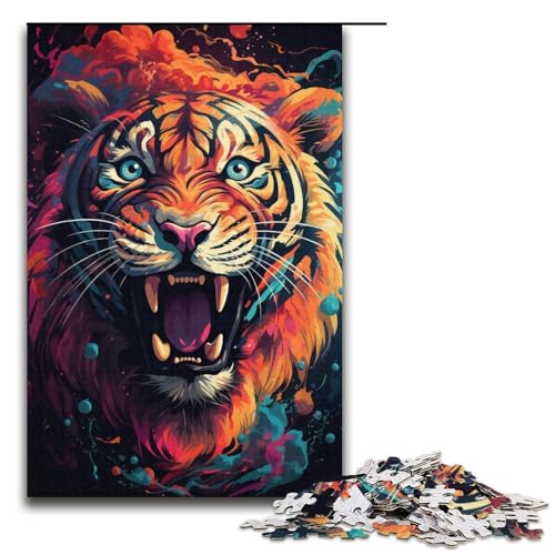 1000 teiliges Puzzle für Erwachsene Malerei Kunst Tiger Puzzle für Lernspiele Herausforderung Spielzeug Kunstwerk Geschenk 1000 Teile (38 x 26 cm) von linghhiming