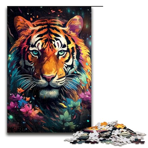 1000 teiliges Puzzle für Erwachsene Malerei Kunst Tiger Puzzle für Lernspiele Herausforderung Spielzeug Kunstwerk Geschenk 1000 Teile (75 x 50 cm) von linghhiming
