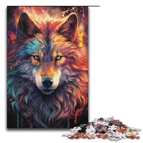 1000 teiliges Puzzle für Erwachsene Nebula Wolfs farbenfrohes psychedelisches Puzzle für Lernspiele Herausforderung Spielzeug Kunstwerk Geschenk 1000 Teile (38 x 26 cm) von linghhiming