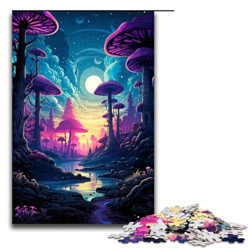 1000 teiliges Puzzle für Erwachsene Neonlandschaft farbenfrohes psychedelisches Puzzle für Lernspiele Herausforderung Spielzeug Kunstwerk Geschenk 1000 Teile (75 x 50 cm) von linghhiming