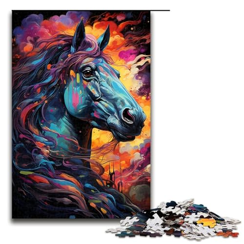 1000 teiliges Puzzle für Erwachsene Pferde Puzzle für Erwachsene Holzpuzzle anspruchsvolles Spiel 1000 Teile (75 x 50 cm) von linghhiming