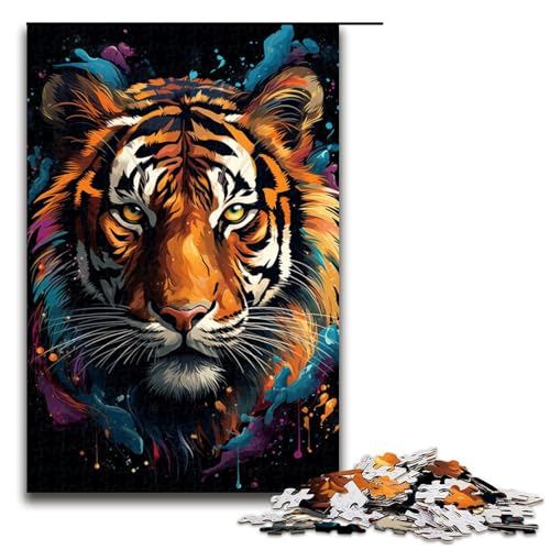 1000 teiliges Puzzle für Erwachsene Psychedelic Color Tiger Puzzle praktisches Spiel 1000 Teile (75 x 50 cm) von linghhiming